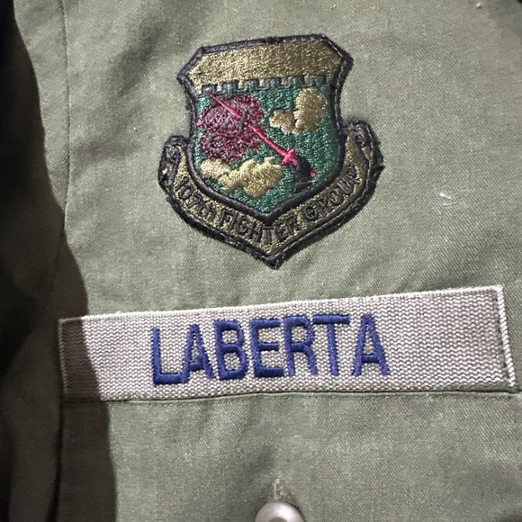 VTG US Air Force OG-507 Shirt Men 14.5x31 Green 80s Utility Shirt 107th Fighter - Picture 5 of 9